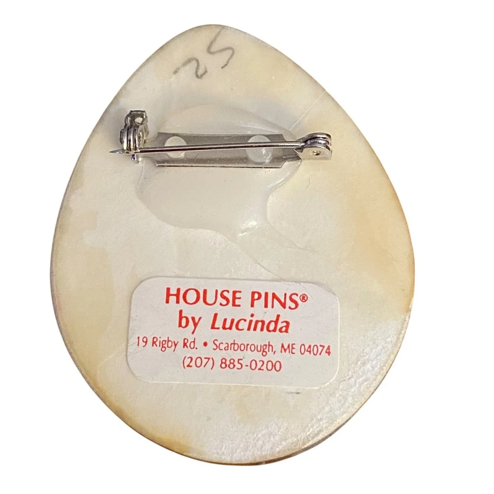 Vintage Easter Egg House Pin Lucinda Rainbow Glitter Village Egg Basket Brooch‎